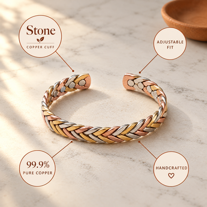 June's Stone Copper Bracelet – pure copper bracelet on a warm neutral background - photo 6