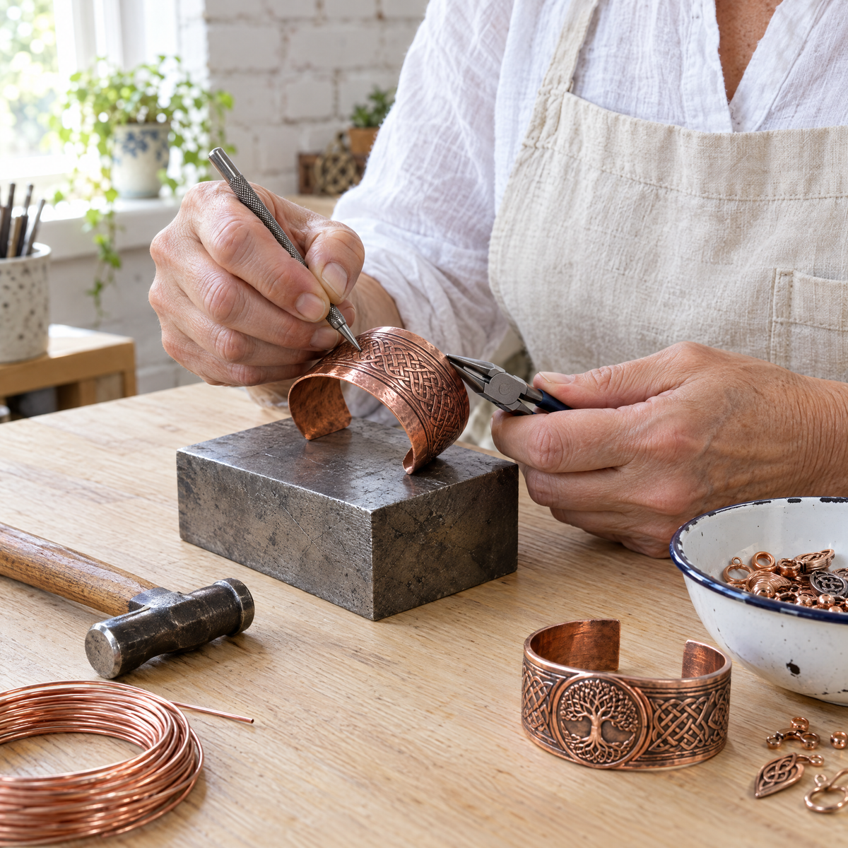 June's Bough Copper Bracelet – pure copper bracelet on a warm neutral background - photo 4