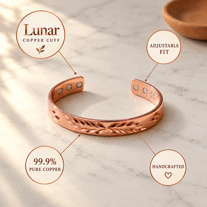 June's Lunar Copper Bracelet – pure copper bracelet on a warm neutral background - photo 6