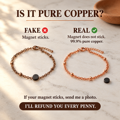 June's Amor Copper Anklet – pure copper anklet on a warm neutral background - photo 3