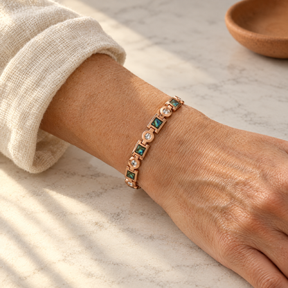 June's Salvia Big Copper Bracelet – pure copper bracelet on a warm neutral background - photo 2