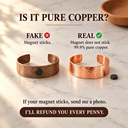 June's Salvia Big Copper Bracelet – pure copper bracelet on a warm neutral background - photo 6