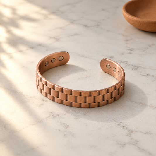 June's Ore Men's Copper Bracelet – pure copper bracelet on a warm neutral background - photo 1
