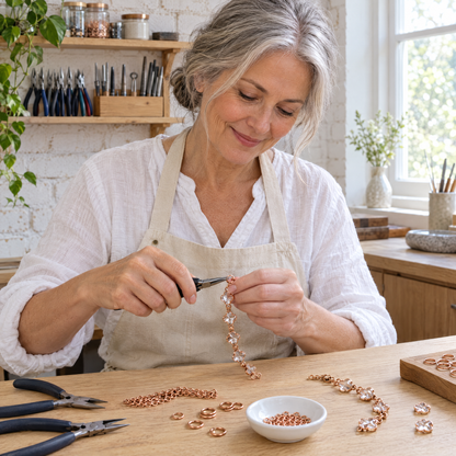 June's Azul Copper Bracelet – pure copper bracelet on a warm neutral background - photo 5