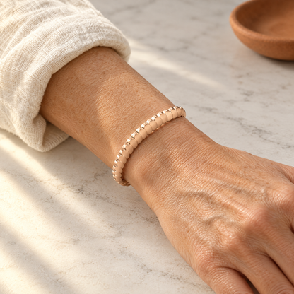 June's Tide Copper Bracelet – pure copper bracelet on a warm neutral background - photo 2