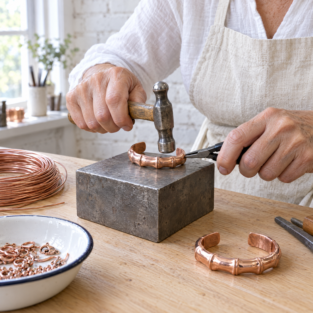 June's Grove Copper Bracelet – pure copper bracelet on a warm neutral background - photo 4