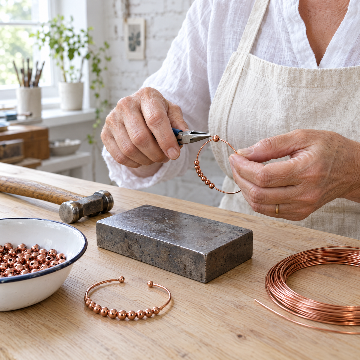 June's Prom Copper Bracelet – pure copper bracelet on a warm neutral background - photo 4