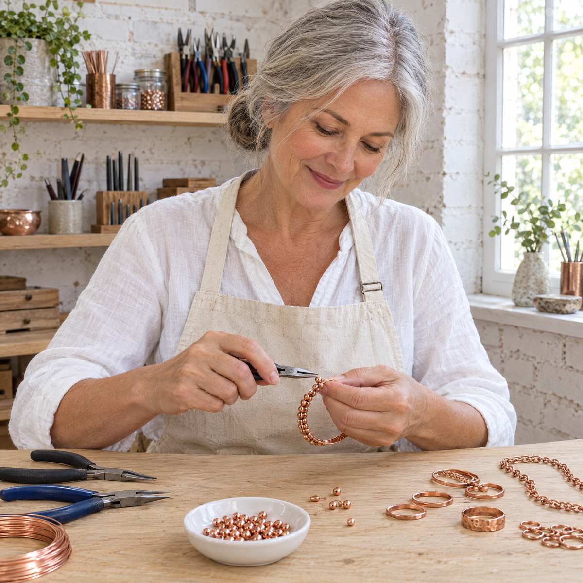 June's Prom Copper Bracelet – pure copper bracelet on a warm neutral background - photo 5
